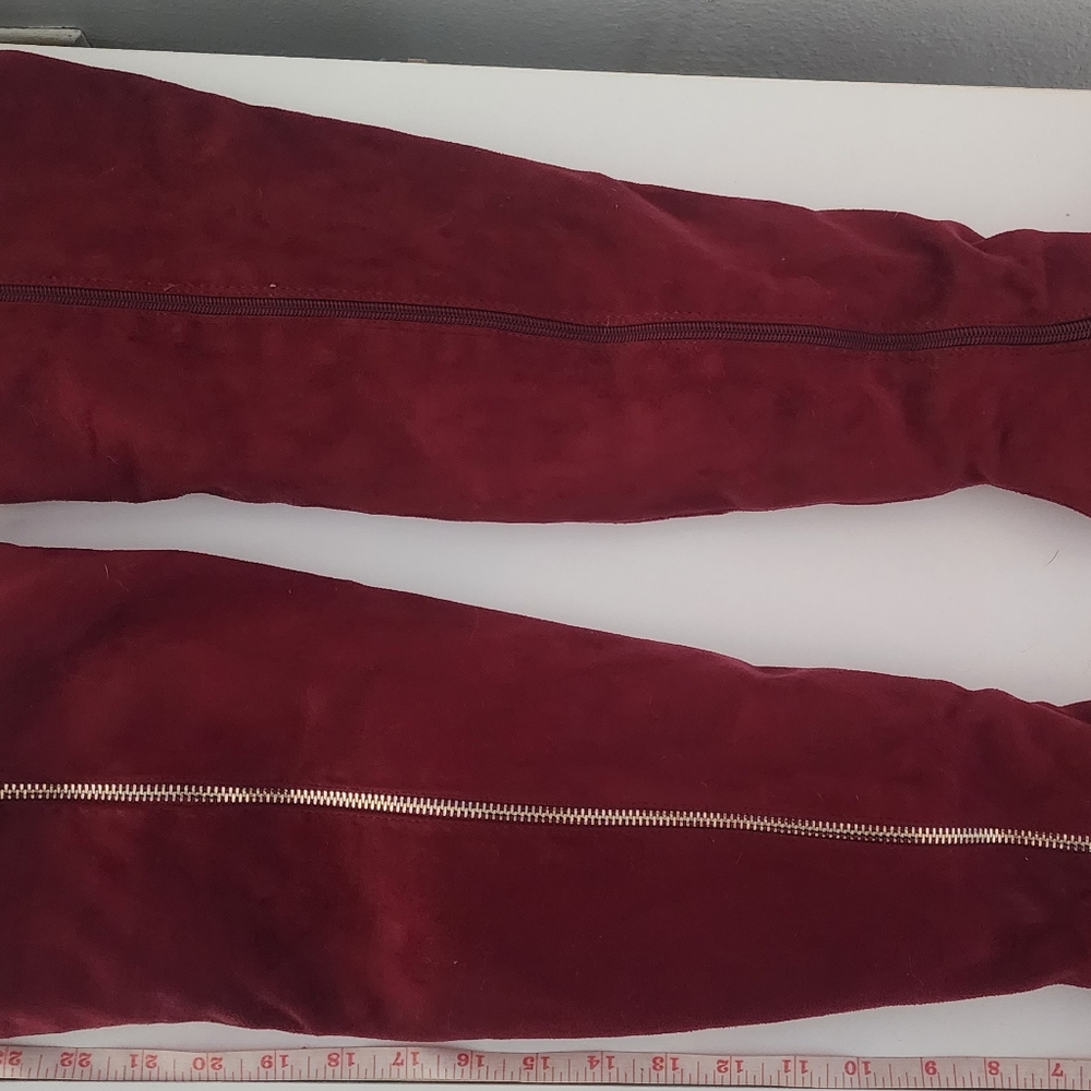 Burgundy Forever over the knee boots size 6. Feels like a soft suede material. - Picture 7 of 7